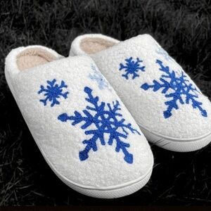 Blue Snowflake Indoor Outdoor Slippers